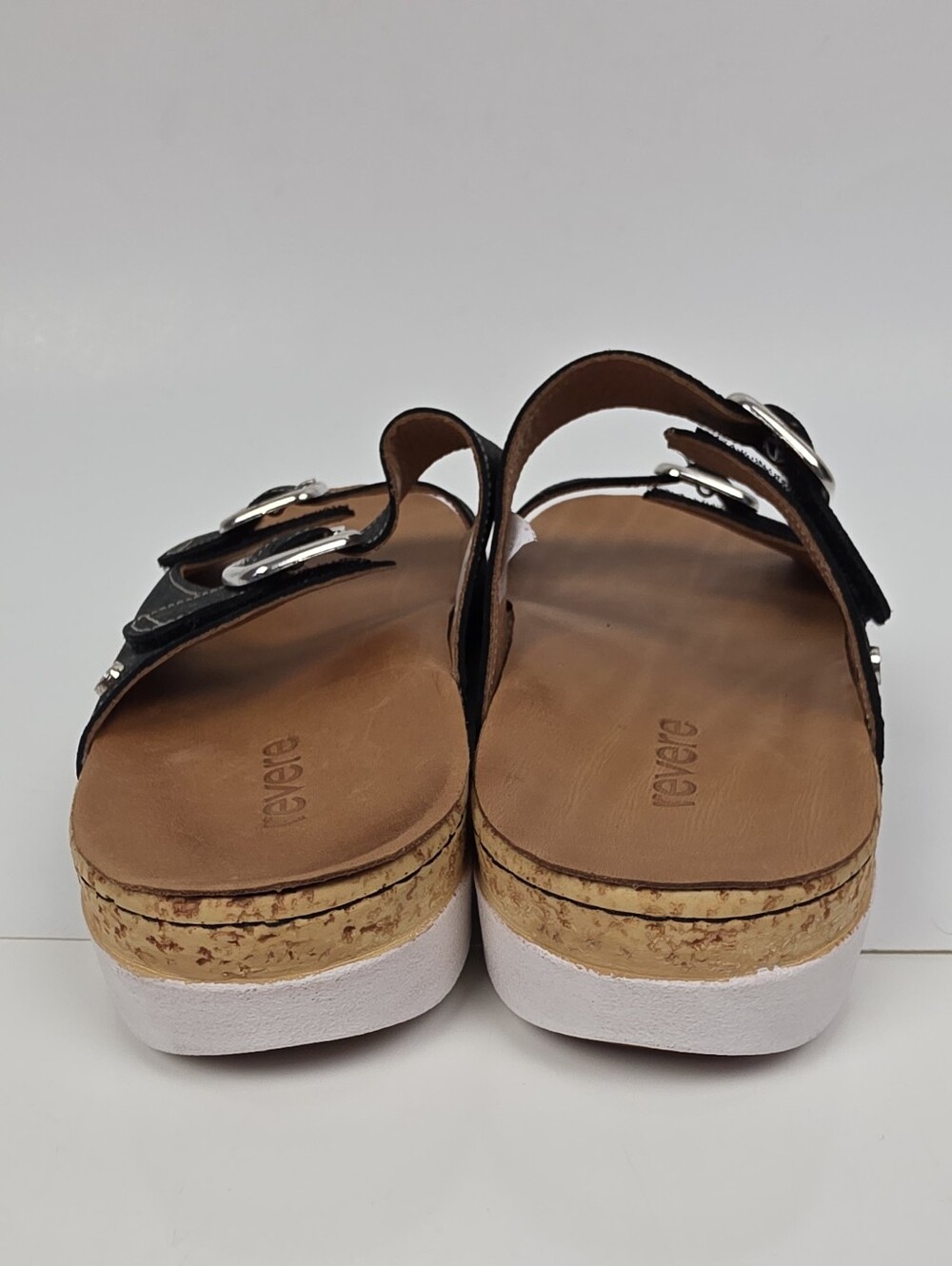 Revere Brighton Slide Sandals Black Linen NEW - 9 - Picture 11 of 12